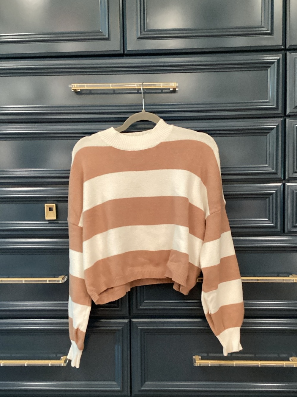 Classic Stripe Crewneck Sweater - Cream & Brown